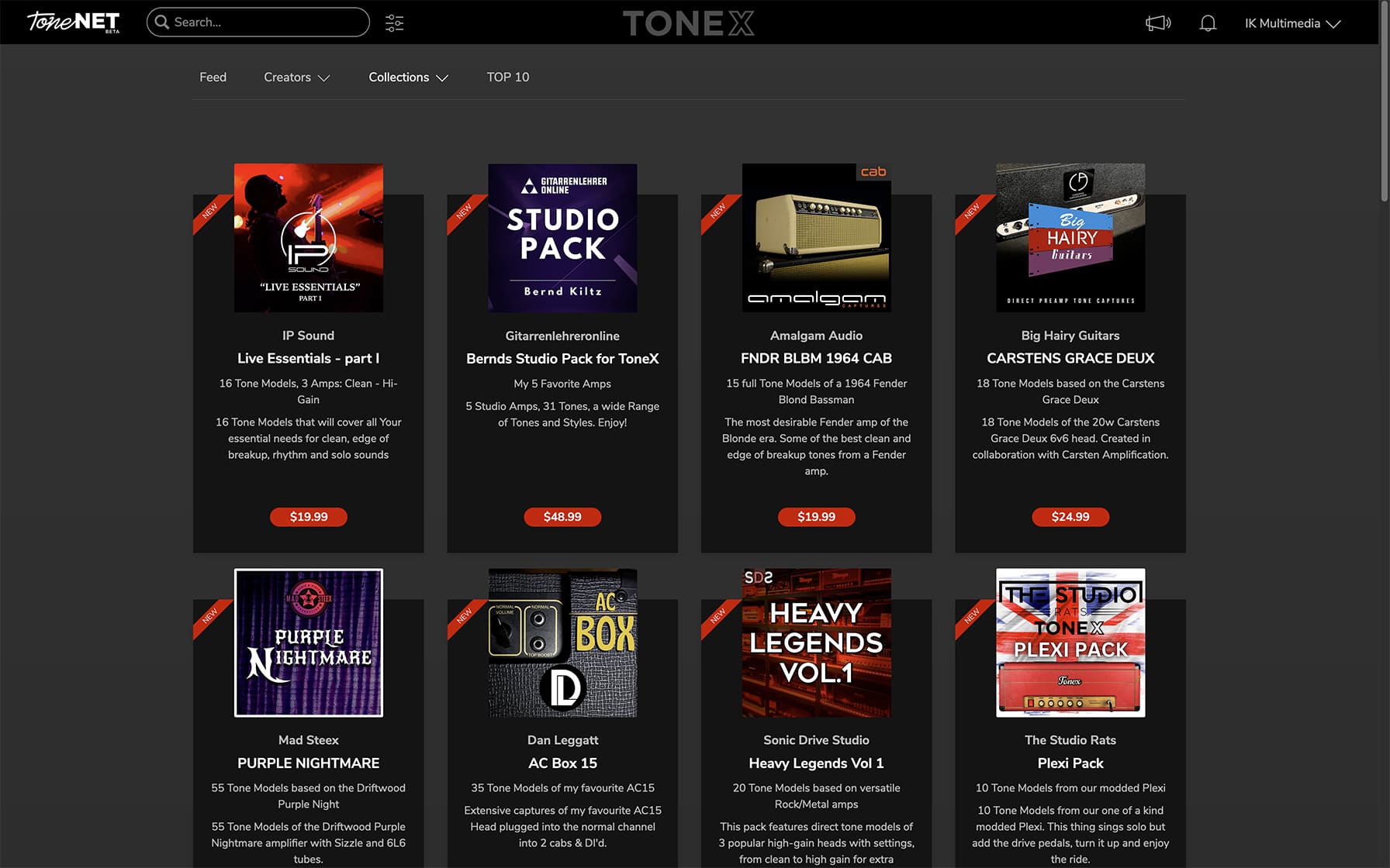 Tone Partner Collections page